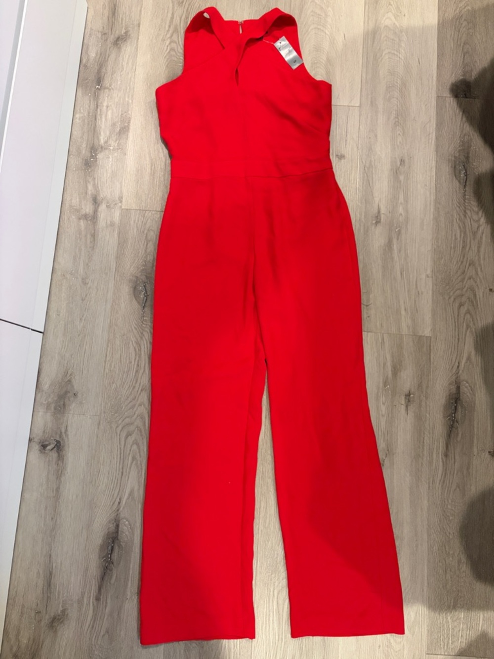 Ann Taylor Red Sleeveless Wide-Leg Jumpsuit